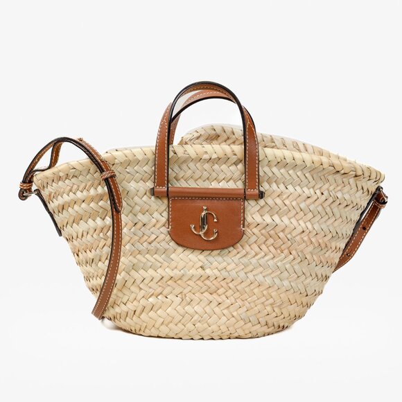 Jimmy Choo Macy Small Raffia Cross-Body Tote Bag - Picture 1 of 15
